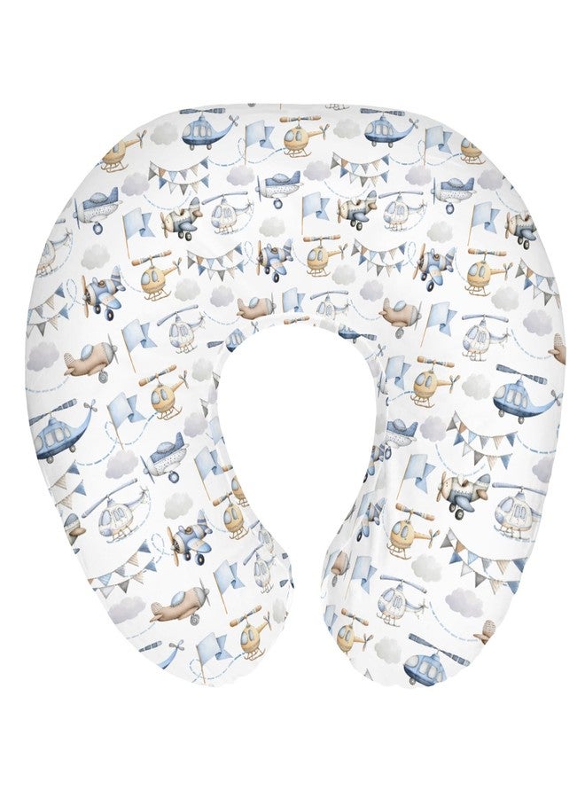 ZoUbqchY Watercolor Airplanes Helicopters Baby Nursing Pillow Covers for Boy Girl Vintage Aircraft Nursing Pillowcase for Breastfeeding Pillows Blue Air Transport Travel Soft Stretchy Slipcovers for Newborn - Image 1