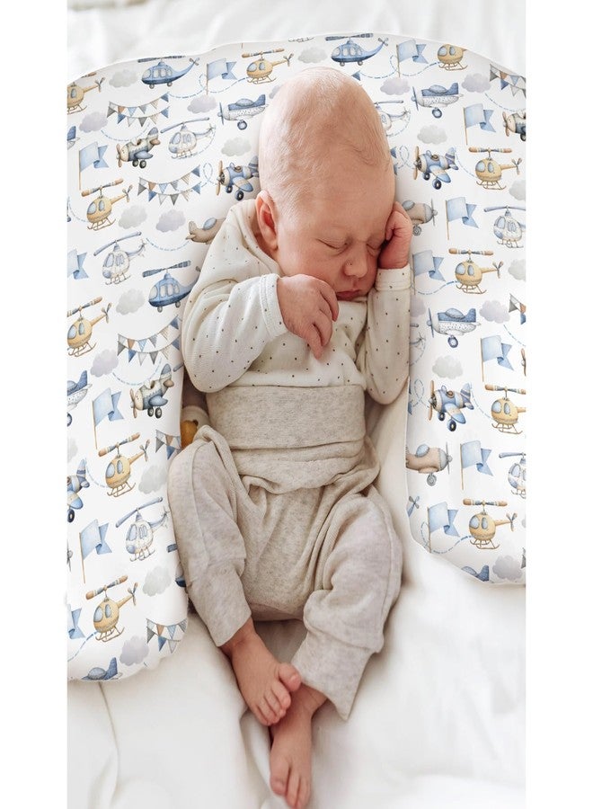 ZoUbqchY Watercolor Airplanes Helicopters Baby Nursing Pillow Covers for Boy Girl Vintage Aircraft Nursing Pillowcase for Breastfeeding Pillows Blue Air Transport Travel Soft Stretchy Slipcovers for Newborn - Image 4