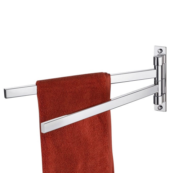 SWIVEL TOWEL BARS SWING OUT HAND TOWEL HOLDER 2ARM FOR BATHROOM KITCHEN TOILET WALL MOUNTED CHROME STAINLESS STEEL B5007CHA2