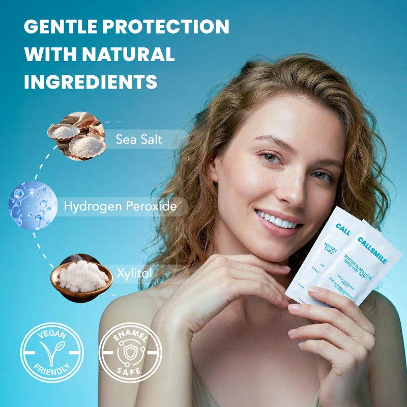 CALLSMILE Whitening Strips for Sensitive Teeth: 16 Treatments Gentle Whitening | Enamel-Safe | Deep Stains Removal | Non-Slip Dry Strips Daily Oral Care, Mint Sea Salt - Image 3