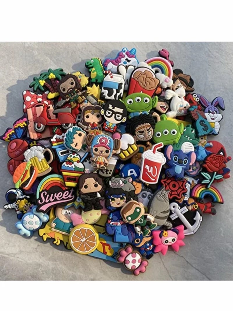 Shoe Decoration Charms 100 Pcs Random Different Shoe Charm for Croc Charm for Hole Hole Shoe - Image 1
