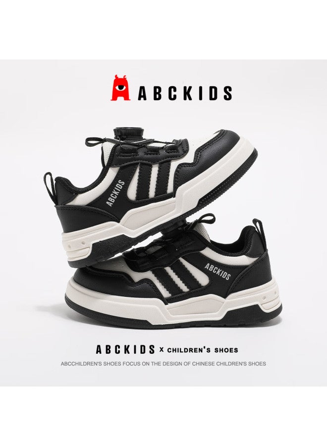 Abc Kids Children's White Sneakers Autumn Kids Casual Shoes Boys Girls School Canvas Shoes 3514 Beige/black Size 28 - Image 2