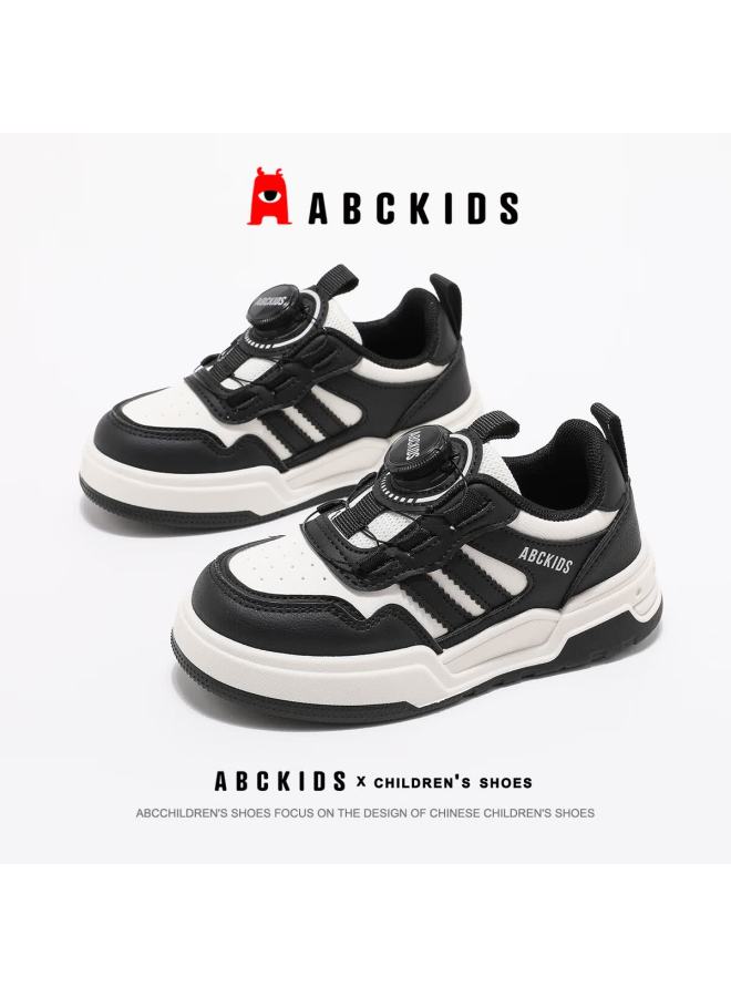 Abc Kids Children's White Sneakers Autumn Kids Casual Shoes Boys Girls School Canvas Shoes 3514 Beige/black Size 28 - Image 1