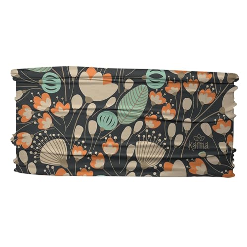 Karma Midnight Floral Headband for Women - Thin - Fabric Headband and Stretchy Hair Scarf - Dark Grey - Image 2