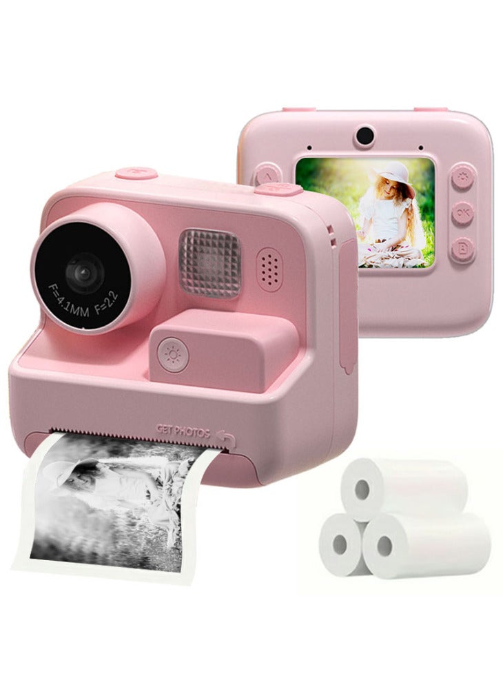 Generic KOOOL K27 2-inch Screen ABS+PC Kids Instant Printing Camera Toy HD Dual Lens Rechargeable Camera - Pink - Image 1