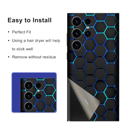 CXWITHY Skin Wrap for Samsung Galaxy S24 Ultra, Sticker Decal Protective Film Cover for Phone Back, Camera, Frame (Blue) - Image 4