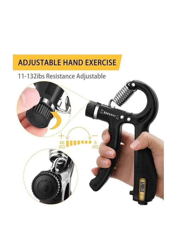 Generic - 5 Pack Hand Grip Strengthener Trainer Kit - Hand Strengthener & Grip Strength Kit - Forearm Grip Adjustable Resistance - Finger Stretcher, Hand Gripper, Finger Exerciser for Men/Women - Image 1