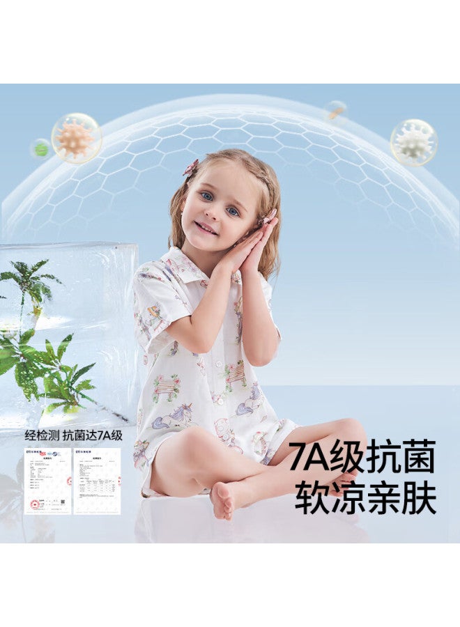 Beptides Peptides Mint Children's Pajamas New Home Wear Set Thin Cool Baby Summer Short Sleeve Clothes - Image 3