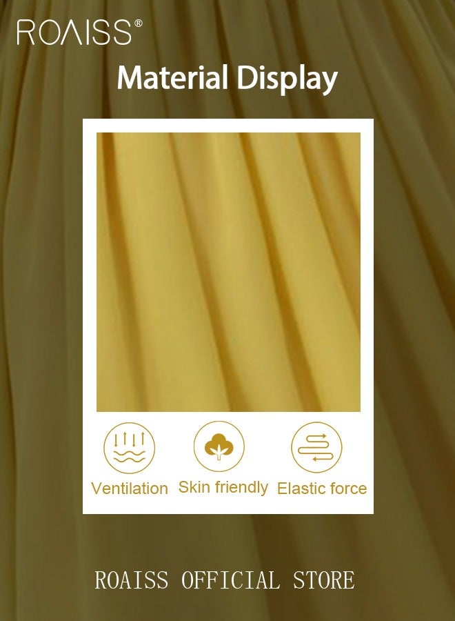 رويس فستان عباية شيفون سادة اللون للسيدات، فستان أنيق مع خصر مرتفع وأكمام طويلة، تصميم رقبة دائرية، نمط متواضع لرمضان وعيد الأضحى والمناسبات الدينية الخاصة - Image 3