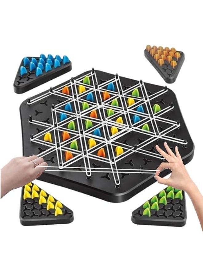 Triggle Game with Rubber Bands Chain Triangle Intellectual Chess Board, Chess Game Chain Triangle Chess Game, Brain Games Triggle for Children from 3 Years and Adults for 2-4 People