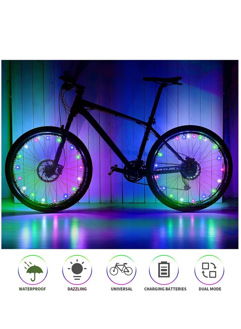 SYOSI Bike Wheel Lights LED String Mountain Bike Wire Decorative Light Make You The Most Shining One On Night Riding Waterproof Multi-color Highlight Durable Bicycle Wheel String Lights Set - Image 4