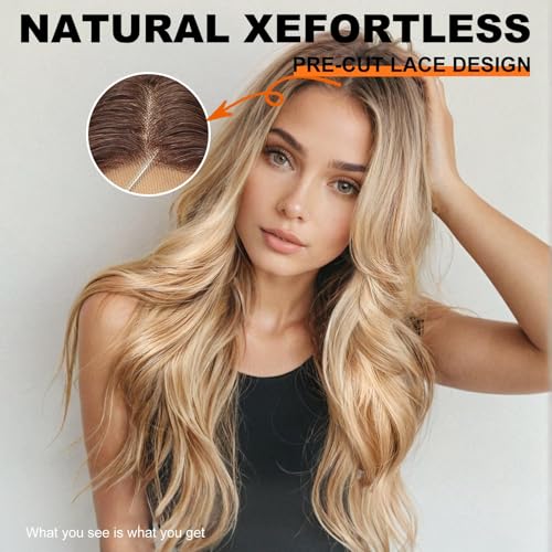 KOME Dirty Blonde Synthetic Lace Front Wig13x4 HD Lace Layered Wave Glueless Wigs for Women Daily Use 26IN - Image 3