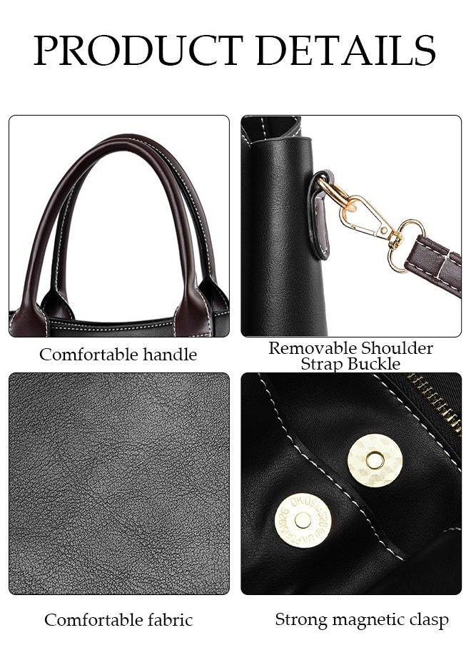 DUNISO Women's Vintage Tote Bag Handbags with Large Capacity Faux Leather Shoulder Bag Ladies Fashion Designer Satchel Crossbody Bag with Detachable Strap for Ladies  - Image 5