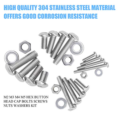DYWISHKEY 1220 PCS M2 M3 M4 M5, 304 Stainless Steel Hex Button Head Cap Bolts Screws Nuts Washers Assortment Kit with Hex Wrenches - Image 5