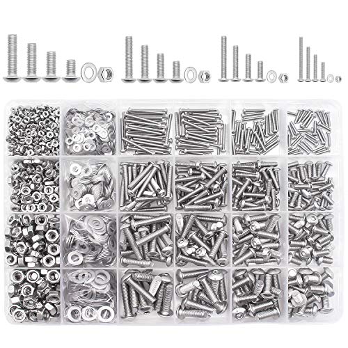 DYWISHKEY 1220 PCS M2 M3 M4 M5, 304 Stainless Steel Hex Button Head Cap Bolts Screws Nuts Washers Assortment Kit with Hex Wrenches - Image 2