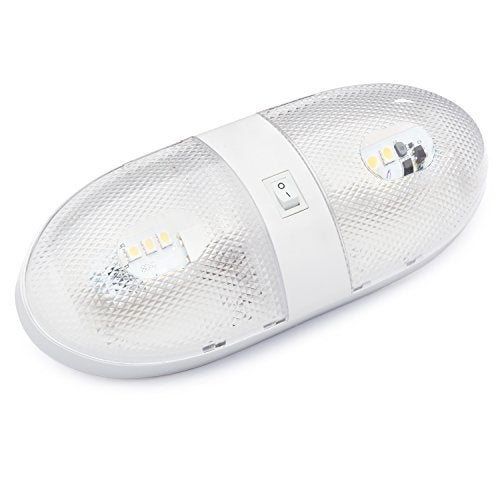 Lumitronics RV 12V Double LED Ceiling Dome Light, On/Off Switch, Removable Lenses - Image 1