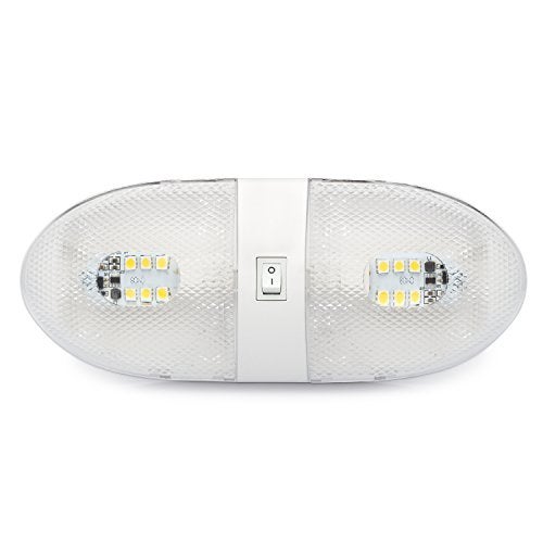 Lumitronics RV 12V Double LED Ceiling Dome Light, On/Off Switch, Removable Lenses - Image 2