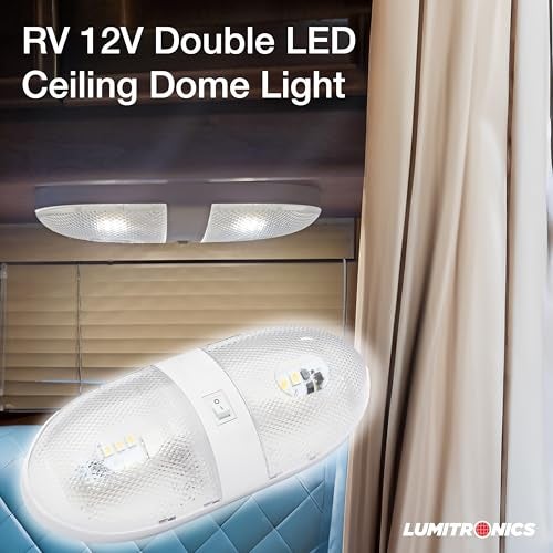 Lumitronics RV 12V Double LED Ceiling Dome Light, On/Off Switch, Removable Lenses - Image 5