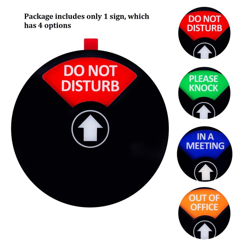 Kichwit Privacy Sign, Do Not Disturb Sign, Out of Office Sign, Please Knock Sign, In a Meeting Sign, Office Sign, Conference Sign for Offices, 5 Inch, Black - Image 2