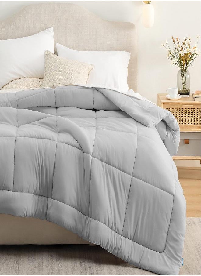 Bedsure Bedsure Duvet Insert Queen Comforter Light Grey - All Season Quilted Down Alternative Comforter for Queen Bed, 300GSM Mashine Washable Microfiber Bedding Comforter with Corner Tabs 