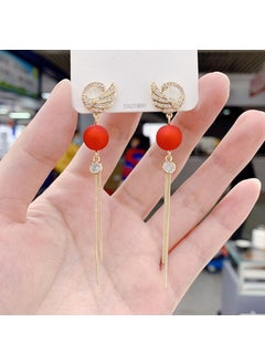 S925 Sterling Silver Needle Butterfly Knot Small Stud Earrings Elegant Versatile Diamond Embedded Womens Fashion Jewelry 90473 Red [Silver Needle]]