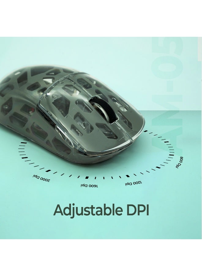 أريزون فأرة الألعاب اللاسلكية أريزون AM-05 بإضاءة RGB شفافة ثنائية الوضع - Image 2