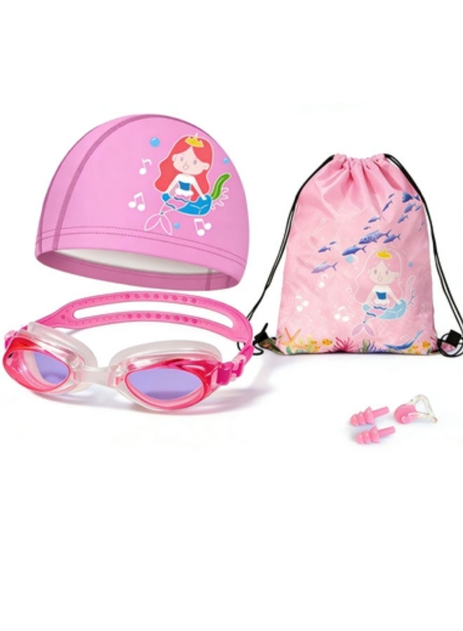 Ailily Swimming Goggle Set- Anti-Fog Swimming Goggles,Swim Cap,Swimming Ear Plugs Nose Clips And Drawstring Bag,UV Protection Clear Kids Swim Goggles,No-Leaking Adjustable Goggles - Image 2