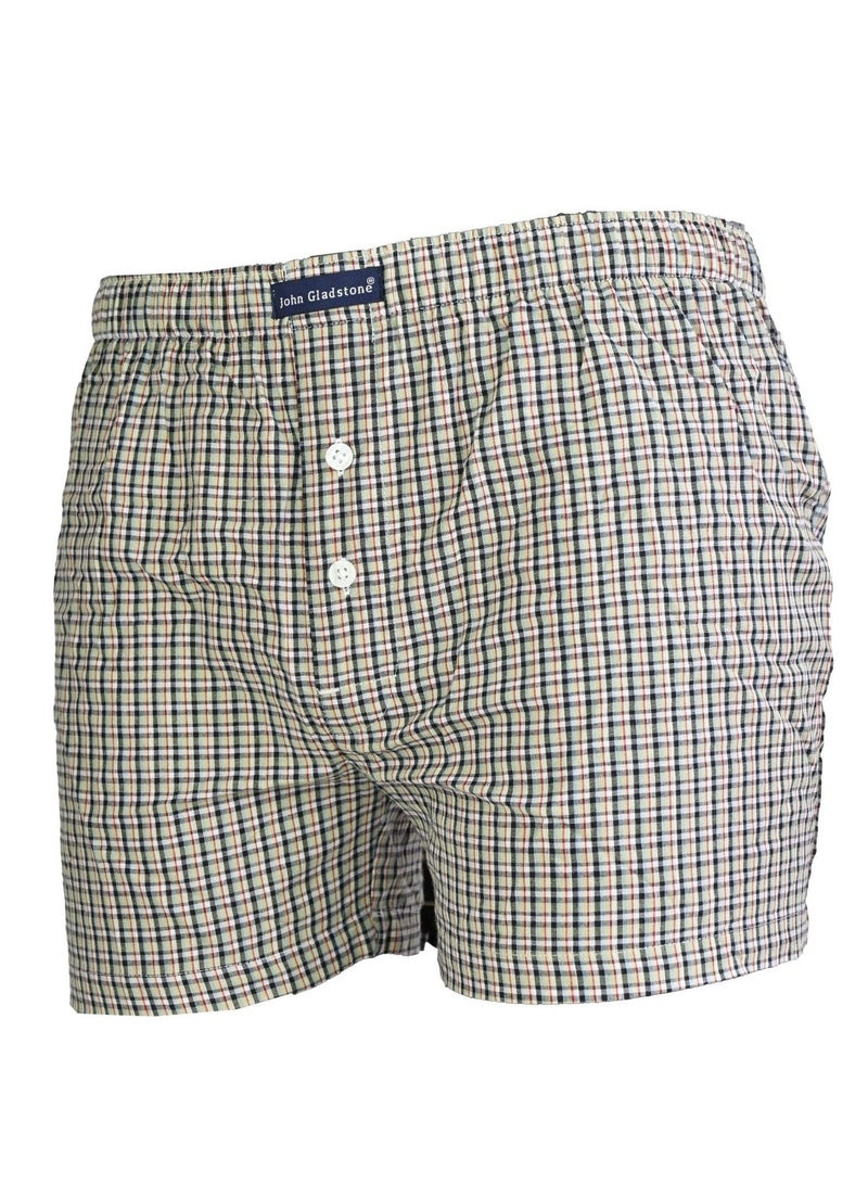 John Gladstone Men's Cotton Woven Boxer - Pack of 2