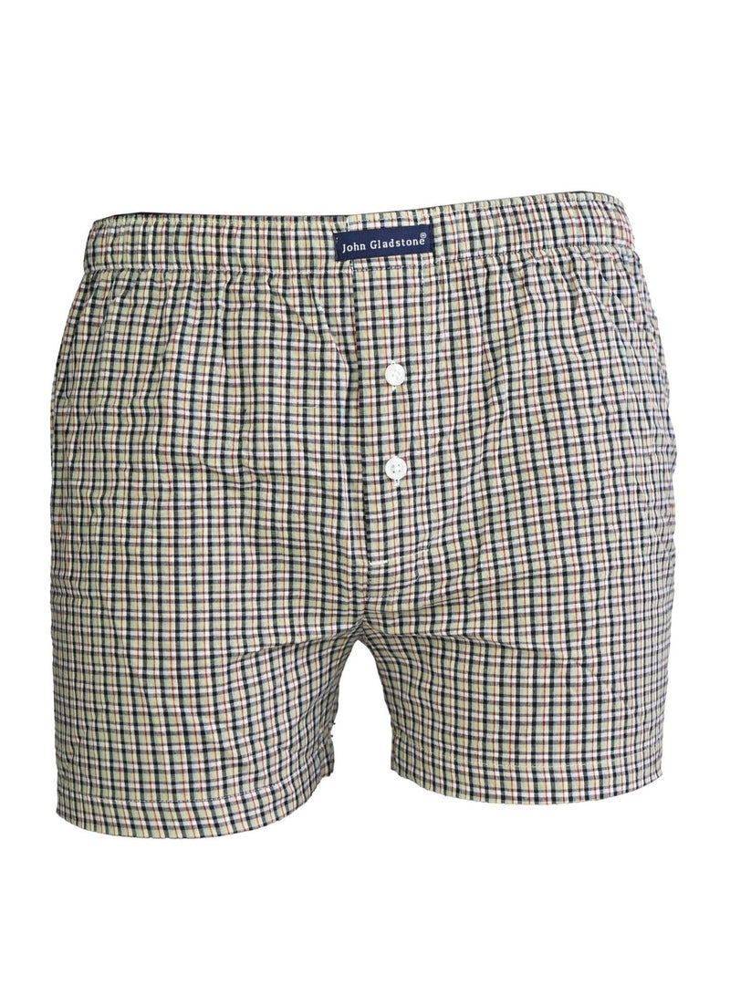 John Gladstone Men's Cotton Woven Boxer - Pack of 2