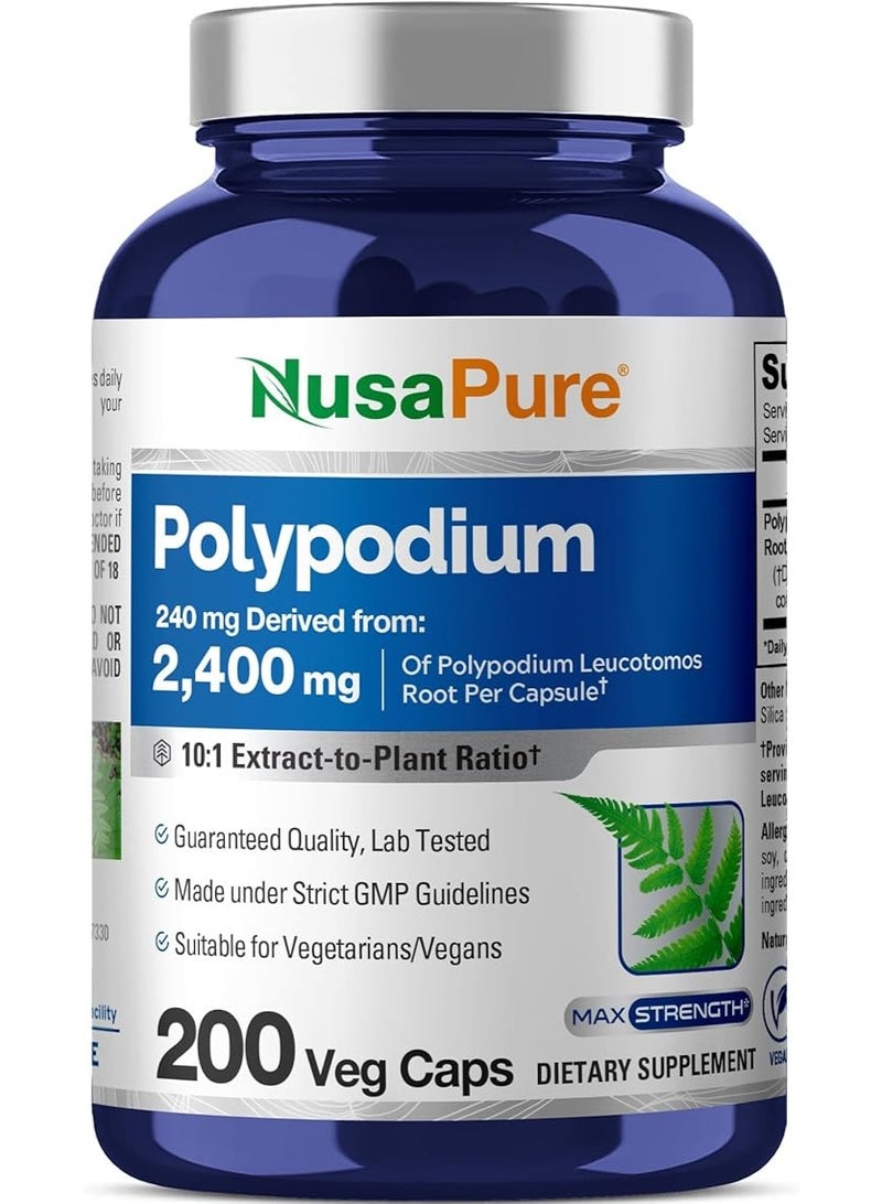 NusaPure Polypodium, Potent 10.1 Extract, 200 Veg Caps - Image 1