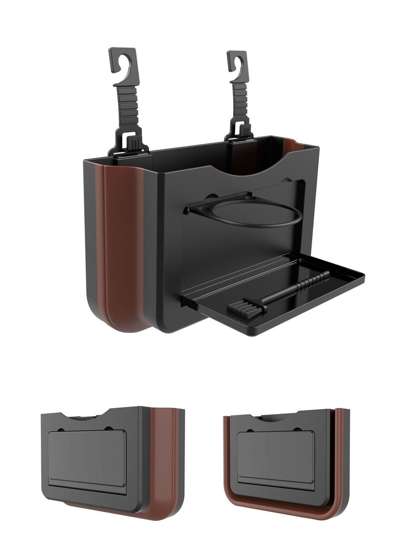 Syarme Car Trash Can, Syarme Foldable Hanging Car Waste Basket, Superior Car Garbage Bin, Waterproof Storage Box with Folding Table Top. Can be Used for Car Seat Backs, Side Doors, Armrest Boxes, Etc  - Image 1
