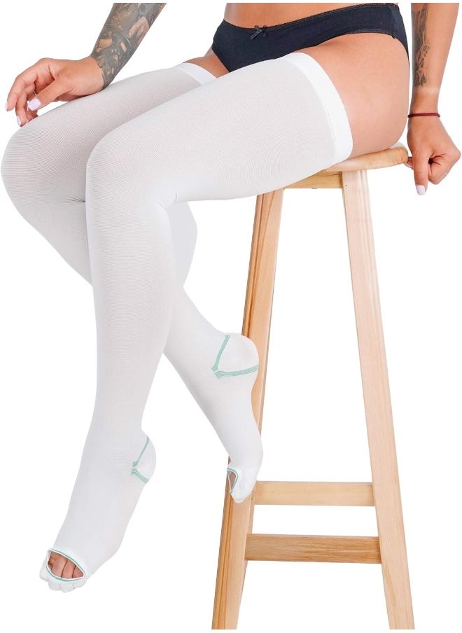 invera invera Anti Embolism Compression Stockings, Thigh High Unisex Ted Hose Socks 15-20 mmHg Moderate Level  - Image 1