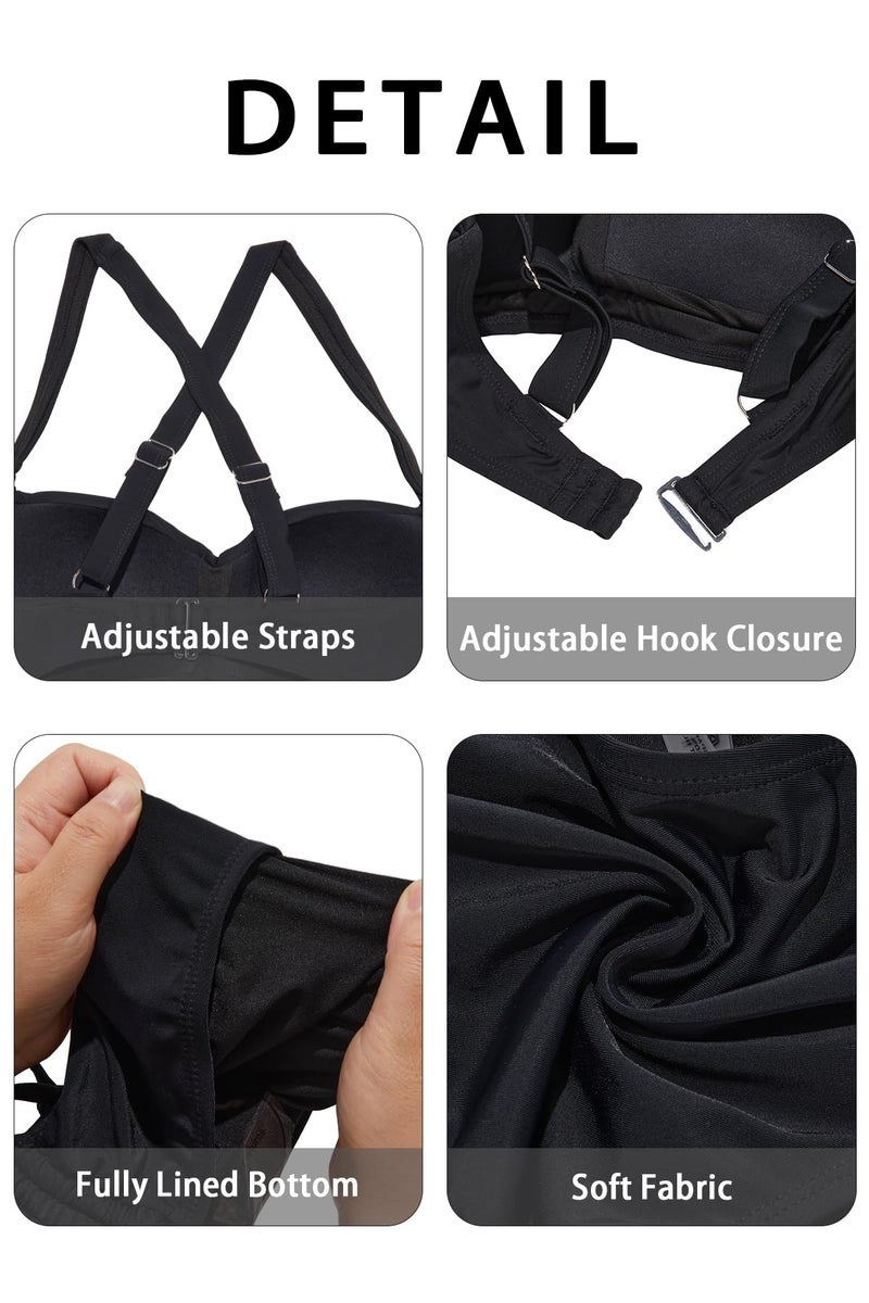 Daci Black Women Two Piece Swimsuit - Push Up Bikini Set Criss Cross Bathing Suit Drawstring Mid Waist Bottom 2026 Swimwear M - Image 5