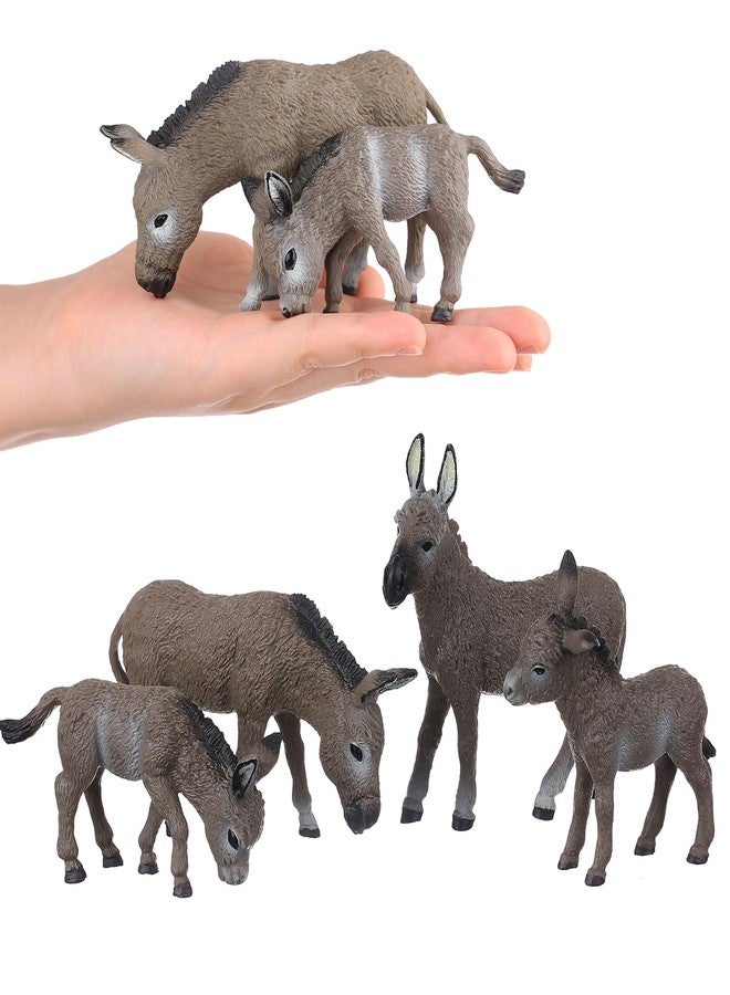 JOKFEICE Animal Figures 4pcs Plastic Gray Donkey Family Animals Action Model Science Project, Learning Educational Toys, Birthday Gift, Cake Topper, for Kids - Image 5