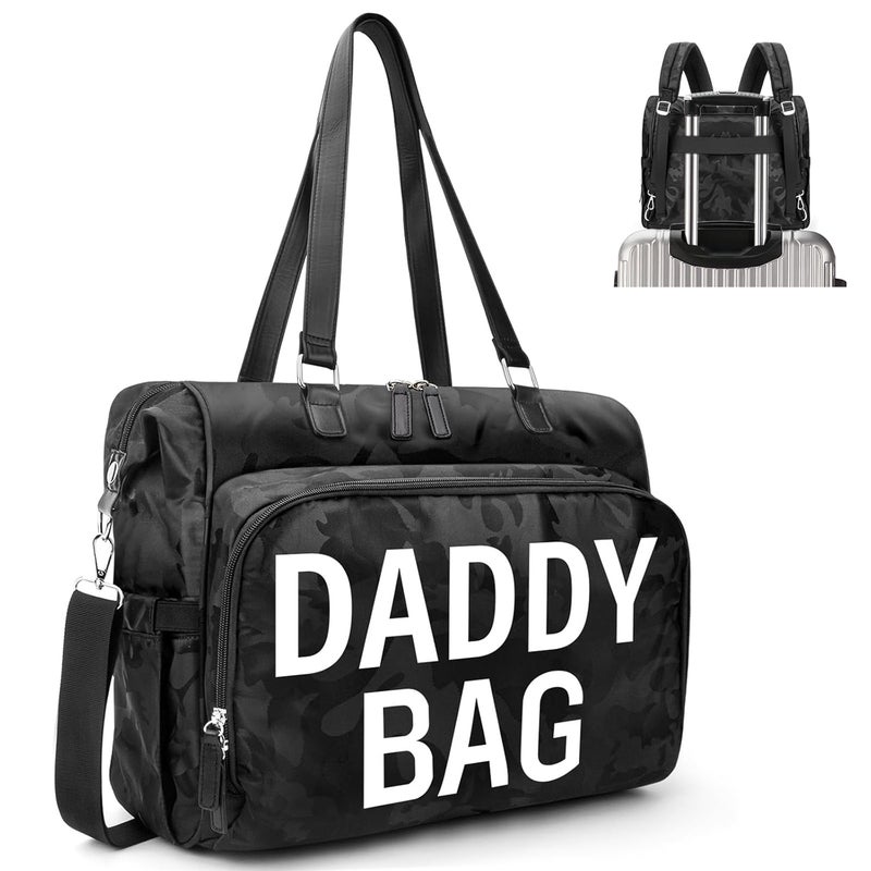 Pripher 4 in 1 Convertible Daddy Bag Backpack Camo Black Diaper Backpack for Dad and Mom Fathers Bag for Hospital with DADDY BAG Imprint Baby Care Diaper Backpack  Tote with 14 Pockets - Image 1