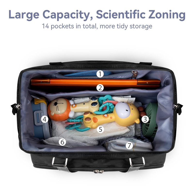 Pripher 4 in 1 Convertible Daddy Bag Backpack Camo Black Diaper Backpack for Dad and Mom Fathers Bag for Hospital with DADDY BAG Imprint Baby Care Diaper Backpack  Tote with 14 Pockets - Image 4