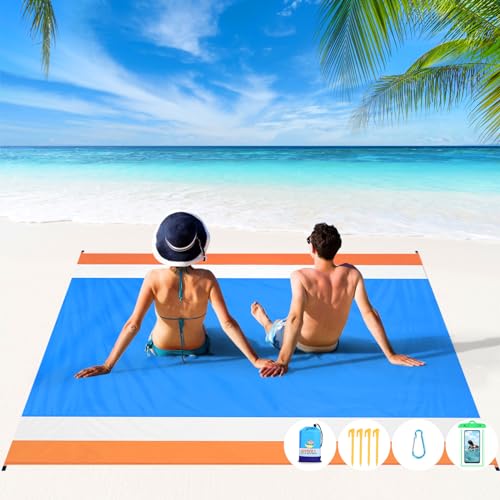 BYDOLL Beach Blanket 78''×81'' 4-7 Adults Oversized Lightweight Waterproof Sandproof Beach Blanket Large Picnic Mat for Travel Camping Hiking Picnic - Image 1