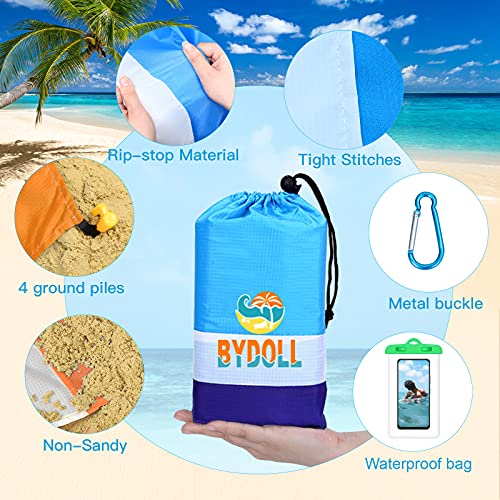 BYDOLL Beach Blanket 78''×81'' 4-7 Adults Oversized Lightweight Waterproof Sandproof Beach Blanket Large Picnic Mat for Travel Camping Hiking Picnic - Image 5