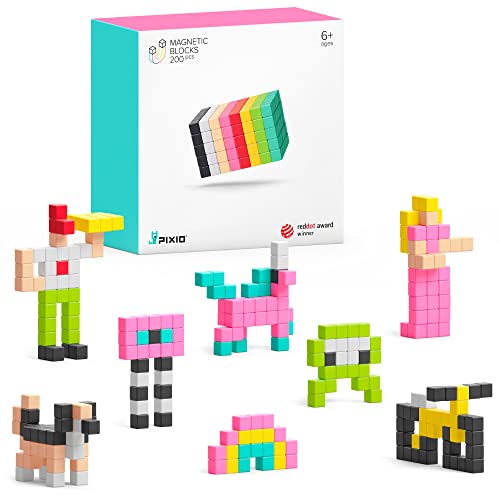 PIXIO Mini Magnetic Blocks Building Toy in The Pixel Art Style with Free App 516 Magnetic Cubes Construction Set Open Ended Creativity Toy for Kids 200PCS Ages 6 - Image 1