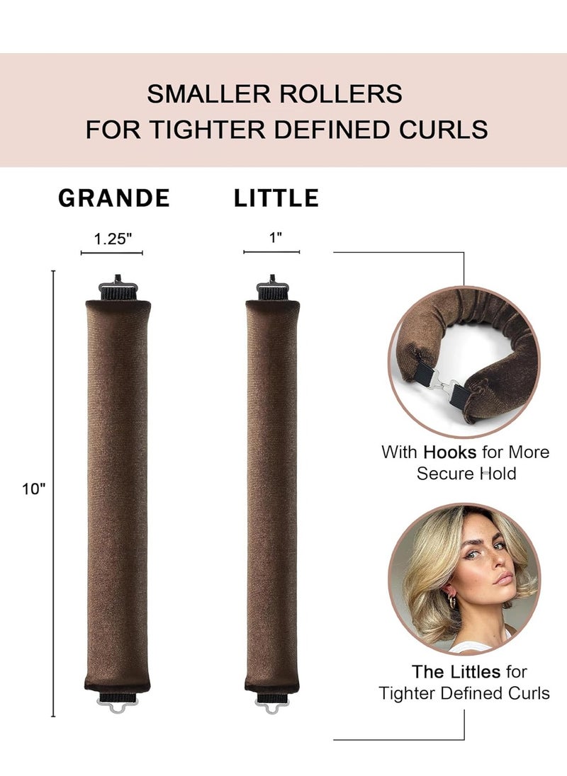 General - Little Velvet Overnight Blowout 3 Rods Heatless Hair Curler to Sleep in Satin Heatless Curls No Heat Hair Rollers for Short Hair Blowout Look Long Hair Styling Tools Brown - Image 1