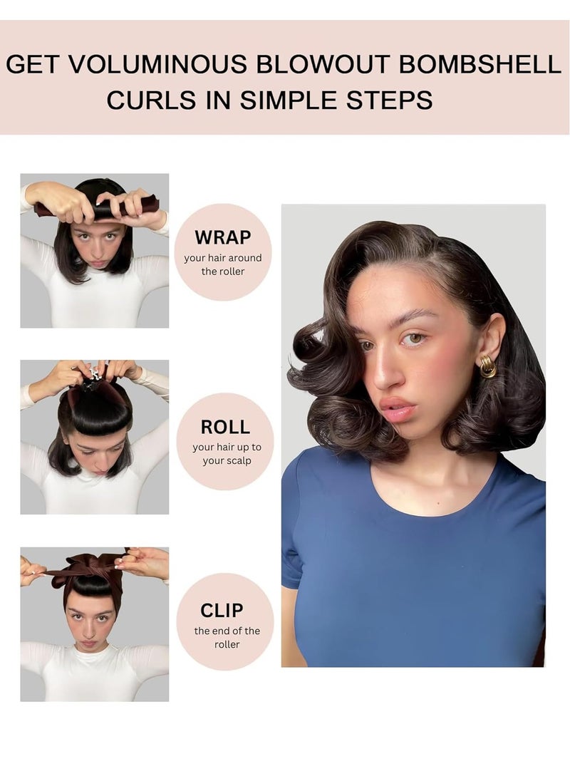 General - Little Velvet Overnight Blowout 3 Rods Heatless Hair Curler to Sleep in Satin Heatless Curls No Heat Hair Rollers for Short Hair Blowout Look Long Hair Styling Tools Brown - Image 1