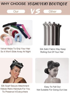 General Little Velvet Overnight Blowout 3 Rods Heatless Hair Curler to Sleep in Satin Heatless Curls No Heat Hair Rollers for Short Hair Blowout Look Long Hair Styling Tools Brown  - Image 4