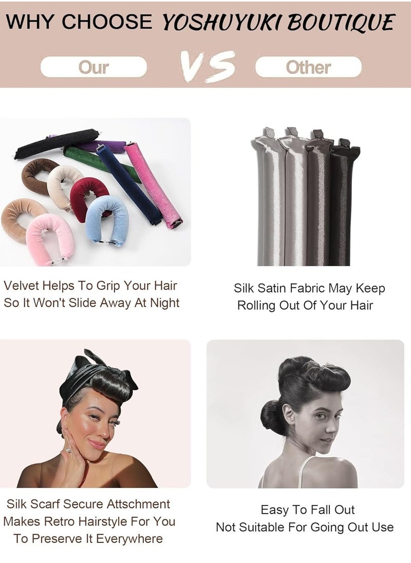 General - Little Velvet Overnight Blowout 3 Rods Heatless Hair Curler to Sleep in Satin Heatless Curls No Heat Hair Rollers for Short Hair Blowout Look Long Hair Styling Tools Brown - Image 1