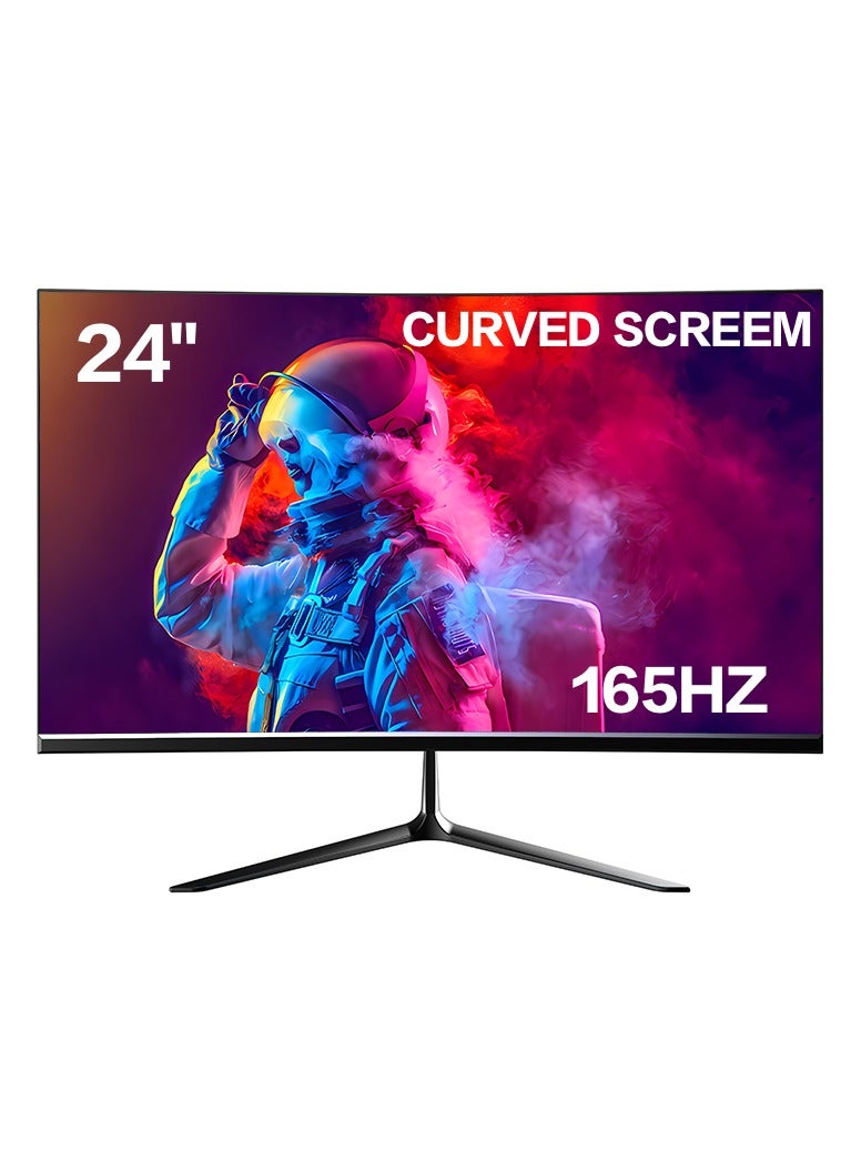 24 Inch Curved Gaming Monitor, 165Hz, 1920x1080p, 1ms, FreeSync, Built-in Speaker, 1800R Curved Screen, HDMI, DP, USB - Image 1