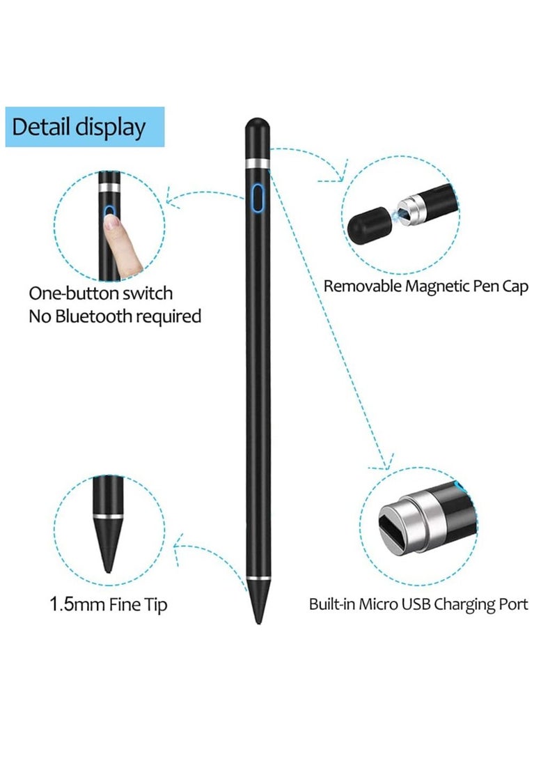 Active Stylus Pens for Touch Screens,  Stylist Digital Pen, 1.5mm Fine Point Rechargeable iPad Pencil for Drawing/Writing/Playing, Compatible with iOS/Android and Other Tablets(Black) - pzsku/Z6A85EE2F1ED28C89A271Z/45/_/1666121706/5500fe72-f633-4a7b-a94d-03c4aa448993