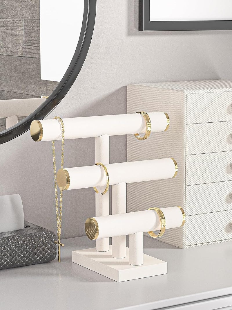 Ausalivan Bracelet Holder Stand,Bracelet Organizer Display for Selling,Bangle Organizer for Women,Watch Storage Holder for Men,Jewelry Business Supplies (Style 1 （Beige 3 Tier ）) - Image 2