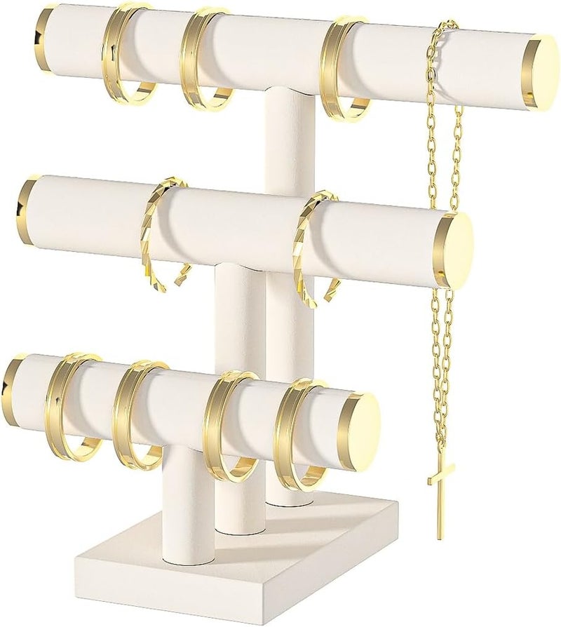 Ausalivan Bracelet Holder Stand,Bracelet Organizer Display for Selling,Bangle Organizer for Women,Watch Storage Holder for Men,Jewelry Business Supplies (Style 1 （Beige 3 Tier ）) - Image 1
