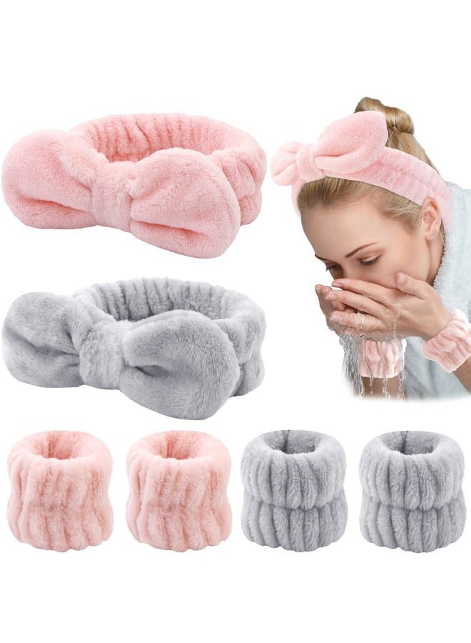 Whavel 6PCS Spa Headband and Wristband Set, Face Wash Headband Makeup Skincare Headband Wrist Bands for Washing Face - Image 1