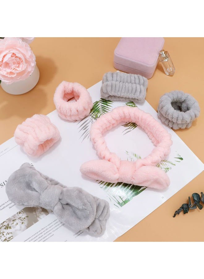 Whavel 6PCS Spa Headband and Wristband Set, Face Wash Headband Makeup Skincare Headband Wrist Bands for Washing Face - Image 5