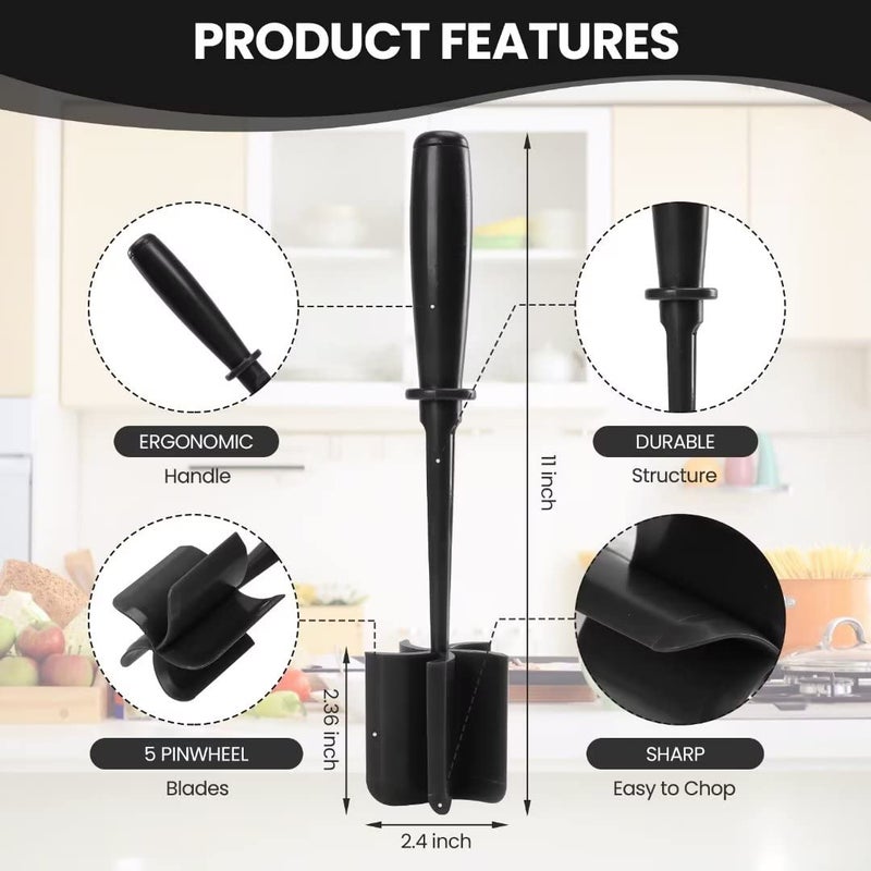 CUNSENR Premium Meat Chopper for Ground Beef Heat Resistant Meat Masher Kitchen Tools Gadgets Durable Ground Beef Smasher Non Stick Hamburger Chopper Cook Ground Meat with EaseBlack - Image 3